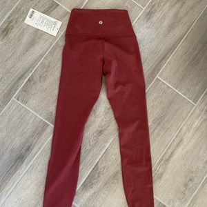 Lululemon Wunder Under HR Tight size 2 Red Merlot 25” NWT